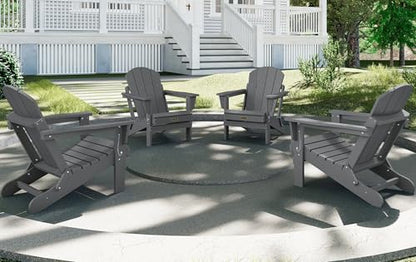 SERWALL Adirondack Chair for Patio Garden Outdoors Fire Pit- (Folding Gray)