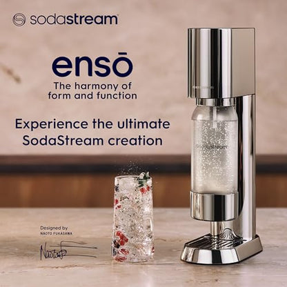 SodaStream Enso Sparkling Water Maker Bundle, 60L CO2 Canister, BPA Free Carbonating Bottle