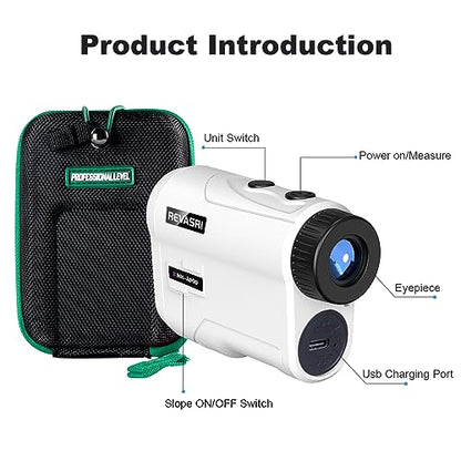 REVASRI Golf Rangefinder with Slope and Pin Lock Vibration, External Slope Switch for Golf Tournament Legal, Rangefinders with Rechargeable Battery 1000YDS Laser Range Finder