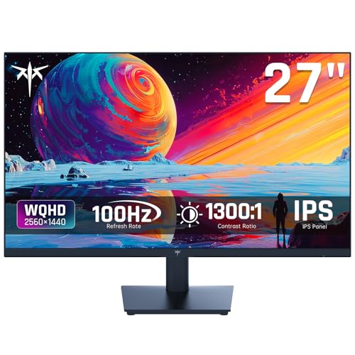 KTC 27 Inch QHD(2560 * 1440) 100Hz Computer Monitor - IPS Panel, Anti-Blue Light Screen, 100% High Color Gamut, 123% sRGB, Support FreeSync and GSync, PC Monitor for Casual Gaming and Working