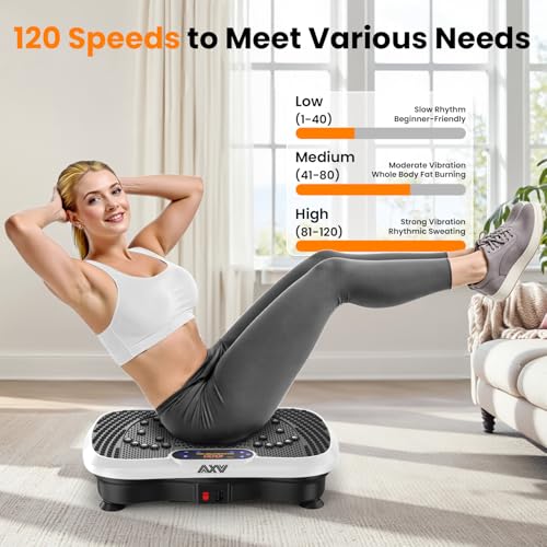AXV Vibration Plate Fitness Platform Exercise Machine Vibrating Shaking Full Body Shaker Workout Vibrate Stand Shake Board Sport for Weight Loss Fat Burner for Gym Home Office