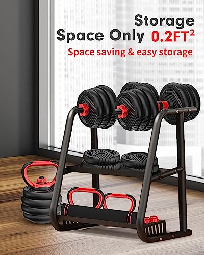 UNNMIIY Adjustable Dumbbells, 10/20/30/45/70/90lbs Free Weight Set with Connector, 4 in1 Dumbbells Set Used as Barbell, Kettlebells, Push up Stand, Fitness Exercises for Home Gym Suitable Men/Women