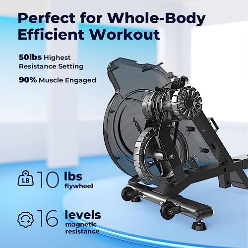 YOSUDA Magnetic Rowing Machine 350 LB Weight Capacity - Rower Machine for Home Use with LCD Monitor, Tablet Holder and Comfortable Seat Cushion-New Version