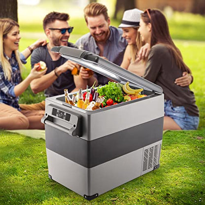 VEVOR 12 Volt Refrigerator, 58 Quart Car Refrigerator, Dual Zone Portable Refrigerator,RV Refrigerator with 12/24V DC and 110-240V AC, Freezer Fridge Cooler, for Car, RV, Camping and Home Use(-4℉~68℉)