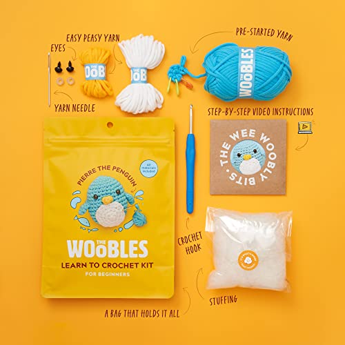 The Woobles Beginners Crochet Kit with Easy Peasy Yarn as seen on Shark Tank - with Step-by-Step Video Tutorials - Pierre The Penguin