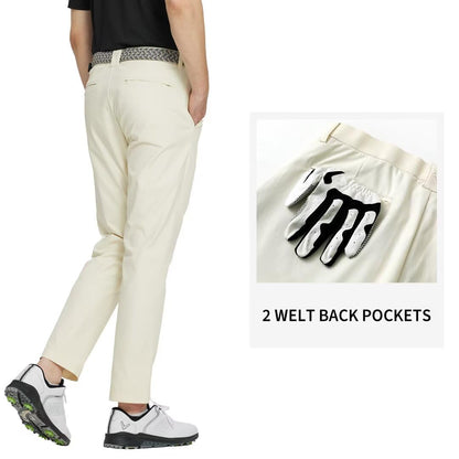 M MAELREG Mens Golf Pants Flat Front Waterproof Lightweight -30"/32"/34" Slim Fit Chino Casual Dress Pants for Men Beige