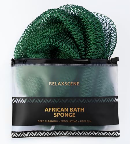 African Net Sponge Authentic - Exfoliating Back Scrub Bath Sponge with Knots - Afro Scrub Body Scrubber Exfoliator Washcloth - African Body Care Daily Use Shower Essentials