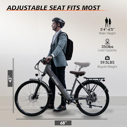 ACTBEST Core Electric Bike for Adults - 468Wh Removable Battery, 26 inch Step Thru Electric Bicycle, Peak 750W Brushless Motor Cityrun Ebike, with 7 Speed, Up to 50 Miles, E-Bikes, Grey