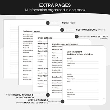 Taja Password Keeper Book with Alphabetical Tabs，Small Password Books for Seniors, Password Notebook for Internet Website Address Log in Detail, Password Logbook to Help You Stay Organized - Black