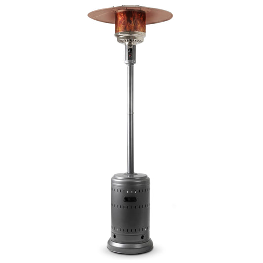 Amazon Basics 46,000 BTU Outdoor Propane Patio Heater with Wheels, Commercial & Residential, Slate Gray, with Water Tank, 32.1 x 32.1 x 91.3 inches (LxWxH)