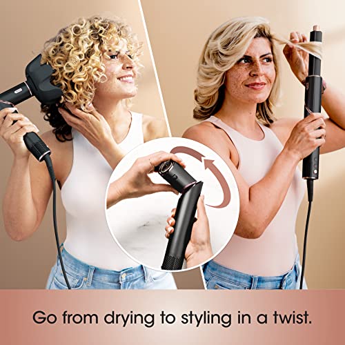 Shark FlexStyle Hair Dryer & Powerful Styling System with 6-Piece Hair Styling Tools, Paddle Brush, Curl-Defining Hair Diffuser, Auto-Wrap Curlers, Styling Concentrator, Oval Brush &, Black, HD440BK