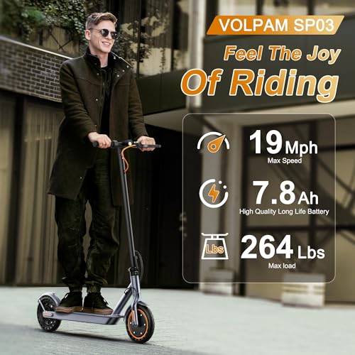 Electric Scooter, 350W Motor, 8.5'' Solid Tire, Max 21-23 Miles Range, Max 19 MPH Speed, Dual Braking, Folding Commuting Electric Scooter Adults (SP03-21Miles-350W)