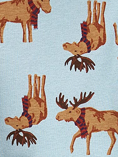 Simple Joys by Carter's Baby 3-Piece Snug-fit Cotton Holiday Pajama Set, Burgundy Stripe/Light Blue Moose, 5