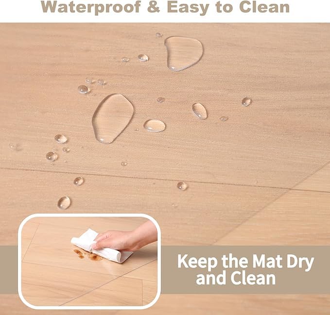 [Two-Sided Usable] 36” x 48” Hard Floor Chair Mats for Office, Clear Computer Chair Mat for Hardwood, Plastic Desk Floor Mat for Hardwood Floors, Rubber Office Chair Mat for Tile/Laminate Floor