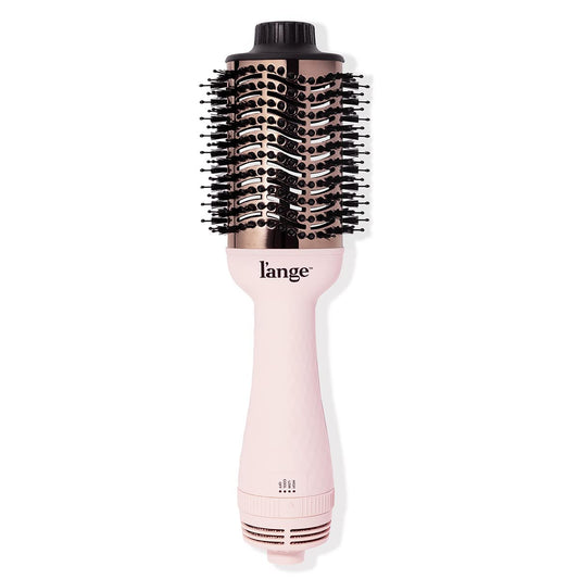 L'ANGE HAIR Le Volume 2-in-1 Titanium Blow Dryer Brush | Hot Air Brush for Hair Drying & Styling | Ionic Oval Barrel for Smooth, Frizz-Free Volume | (Blush – 75mm)