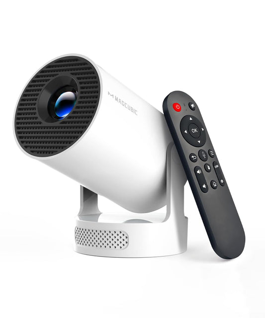 Magcubic Mini Projector 4K support with WiFi 6 and Bluetooth 5.4, 5w Soundbase Speaker, Auto Vertical Keystone 180°Rotatable Portable Proyector for Home Bedroom Outdoor HY300Pro+