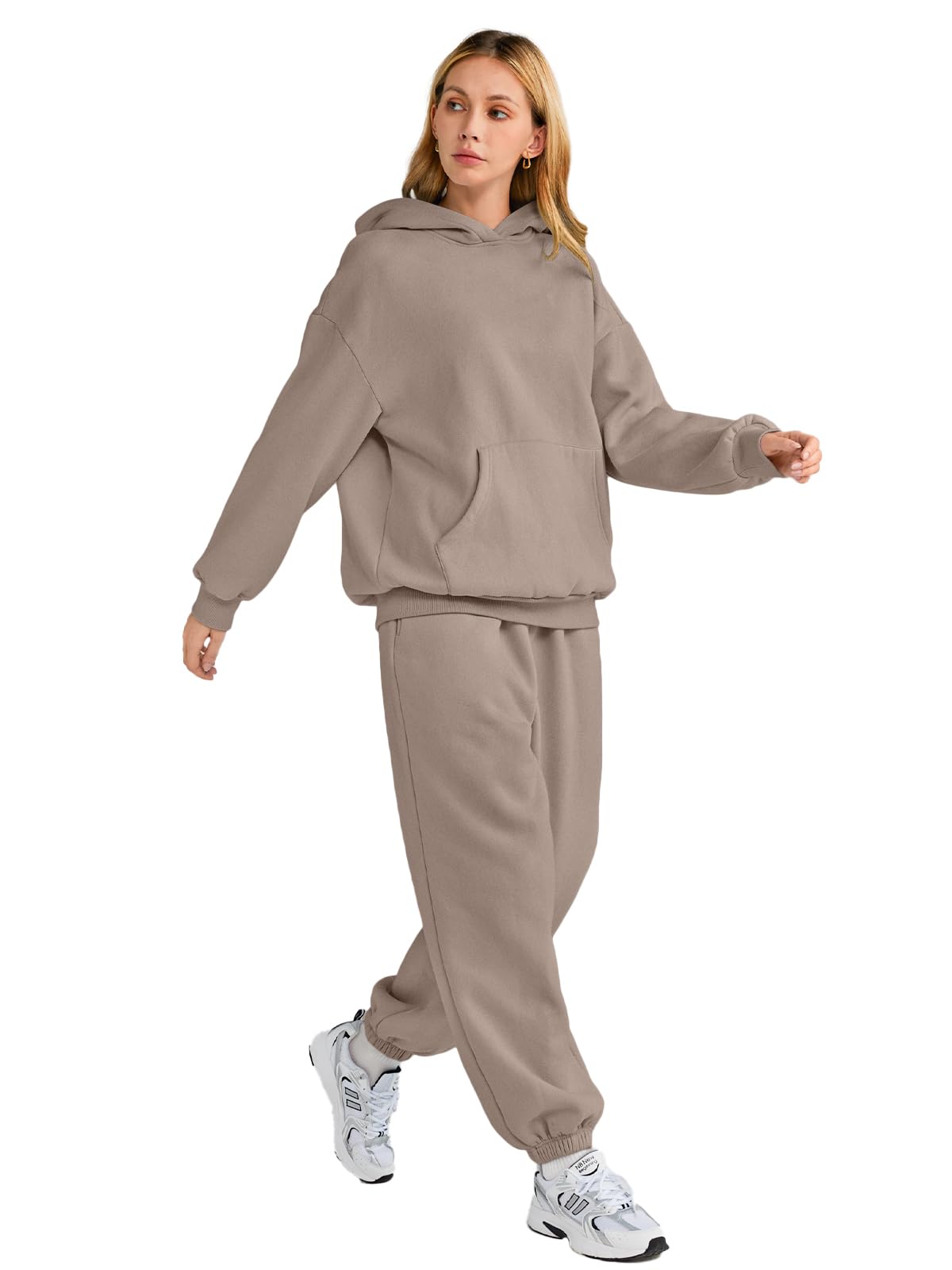 AUTOMET Sweatsuits Women 2 Piece Outfit Lounge Plus Size Fall Fashion Deals 2025 Tracksuits Oversized Sweatshirt and Sweatpants Casual Teen Girls Clothing CoffeeGrey L