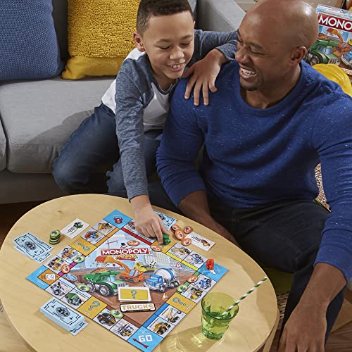 Hasbro Gaming Monopoly Junior Trucks Edition Board Game for Kids Ages 5+, 2-4 Player Kids Games