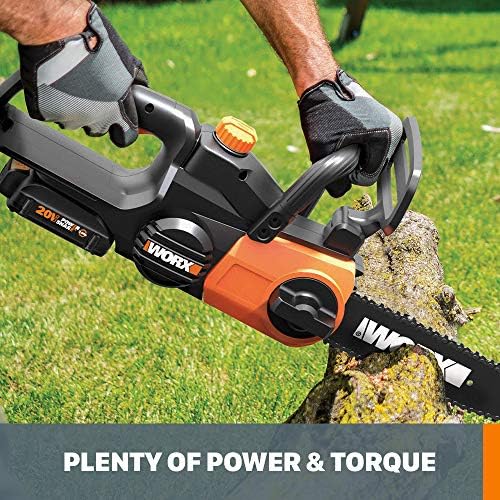 Worx 20 V 10" Cordless Chainsaw, Auto-lubrication, Tool-less Chain Tension, PowerShare, WG322- Battery & Charger Included