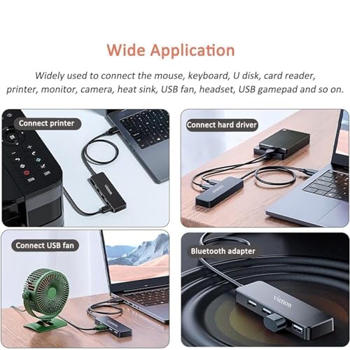 USB 3.0 Hub, VIENON 4-Port USB Hub USB Splitter USB Expander for Laptop, Xbox, Flash Drive, HDD, Console, Printer, Camera,Keyborad, Mouse
