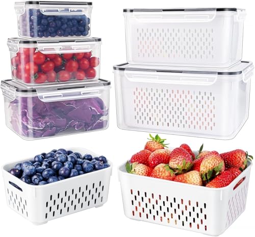 5 PCS Large Fruit Storage Containers for Fridge, Food Storage Containers