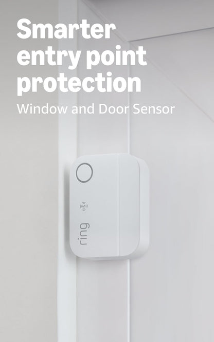 Ring See & Sense Security Pro Kit, Battery Doorbell 2K, Speckled Gray with Indoor Cam 2K, White and smart entry detection for greater visibility
