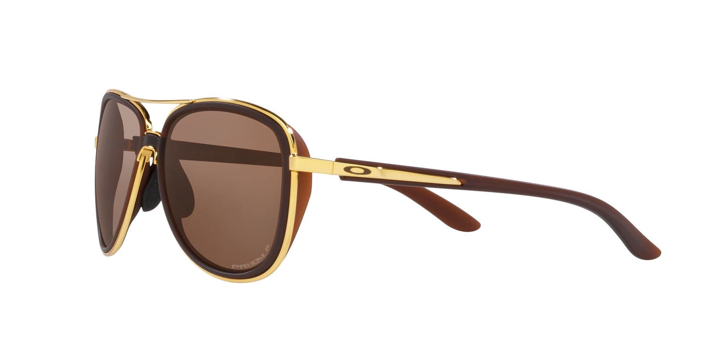 Oakley Women's OO4129 Split Time Aviator Sunglasses, Matte Rootbeer/Prizm Tungsten Polarized, 58 mm