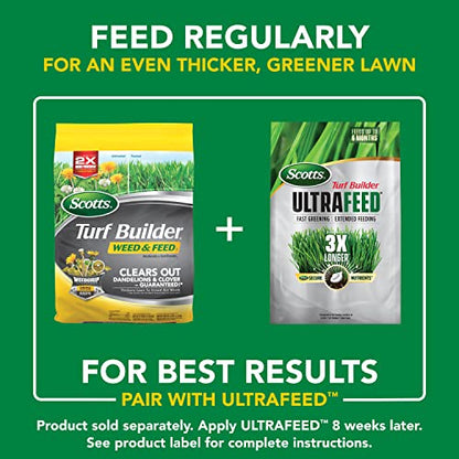 Scotts Turf Builder Weed & Feed3, Weed Killer Plus Lawn Fertilizer, Controls Dandelion and Clover, 5,000 sq. ft., 14.29 lbs.
