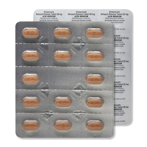 Amazon Basic Care Omeprazole Delayed Release Tablets 20 mg, Treats Frequent Heartburn, Acid Reducer, Heartburn Medicine, 42 Count (Pack of 1) (Packaging may vary)