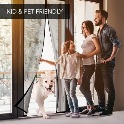 The Original Easy Install Magnetic Screen Door, Self-Closing, Pet Friendly Walk Through Door Screen Magnetic Closure (38"x82") - Magnetic Screen Door Mesh Keeps Bugs Out - Flux Phenom