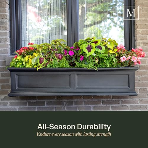 Mayne Fairfield 3-Foot Window Box – Self-Watering, Weather-Resistant Planter for Flowers – Durable Design for Outdoor Use, Perfect for Windows