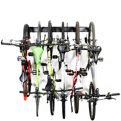 Ultrawall Stainless Steel Bike Storage Rack,6 Bike Storage Hanger Wall Mount for Home & Garage Holds Up to 300lbs, Black