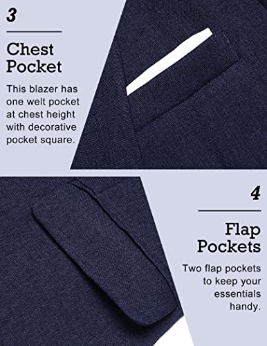 COOFANDY Men Slim Fit Suits Casual Lightweight Blazer Jackets One Button Tuxedos Navy Blue