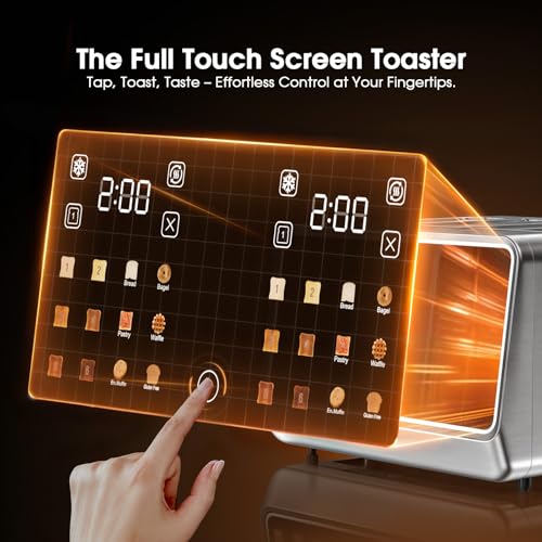 4 Slice Toaster, Wide Slots, Dual Touchscreens, Single Slice & Bagel Modes