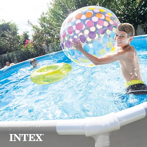 Intex Prism Frame Above Ground Swimming Pool Set with 3 Ply Polyvinyl Chloride Material and Krystal Clear Filtration for Outdoor Use, Gray