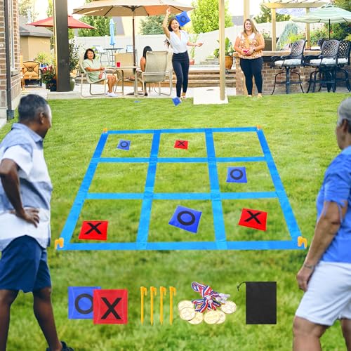 CWLAKON Outdoor Giant Tic Tac Toe Bean Bag Toss Games for Kids Adults Family, Large Outside Lawn Yard Backyard Carnival Field Day Game, Birthday Party Family Reunion Games