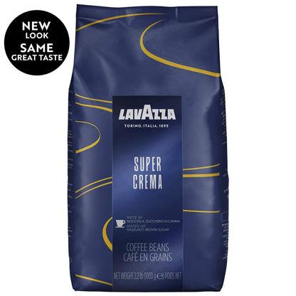 Lavazza Super Crema Whole Bean Coffee Blend, 2.2 Pound (Pack of 6) , Value Pack, Mild and creamy medium espresso roast with notes of hazelnut and brown sugar