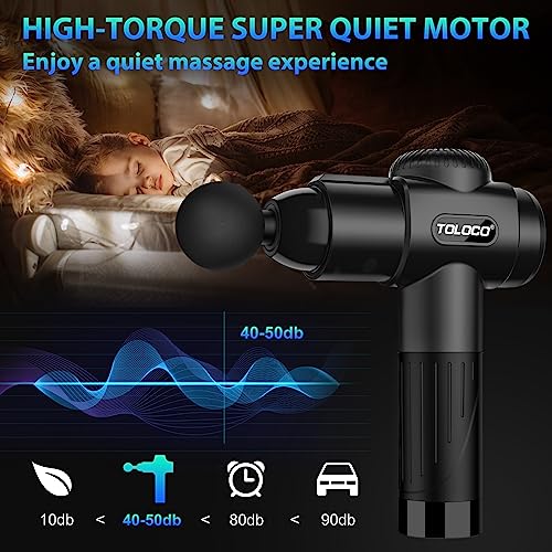 TOLOCO Massage Gun, Mothers Day Gifts, Deep Tissue Back Massage for Athletes for Pain Relief, Percussion Massager with 10 Massages Heads & Silent Brushless Motor, Relax Gifts for Mom/Dad, Black