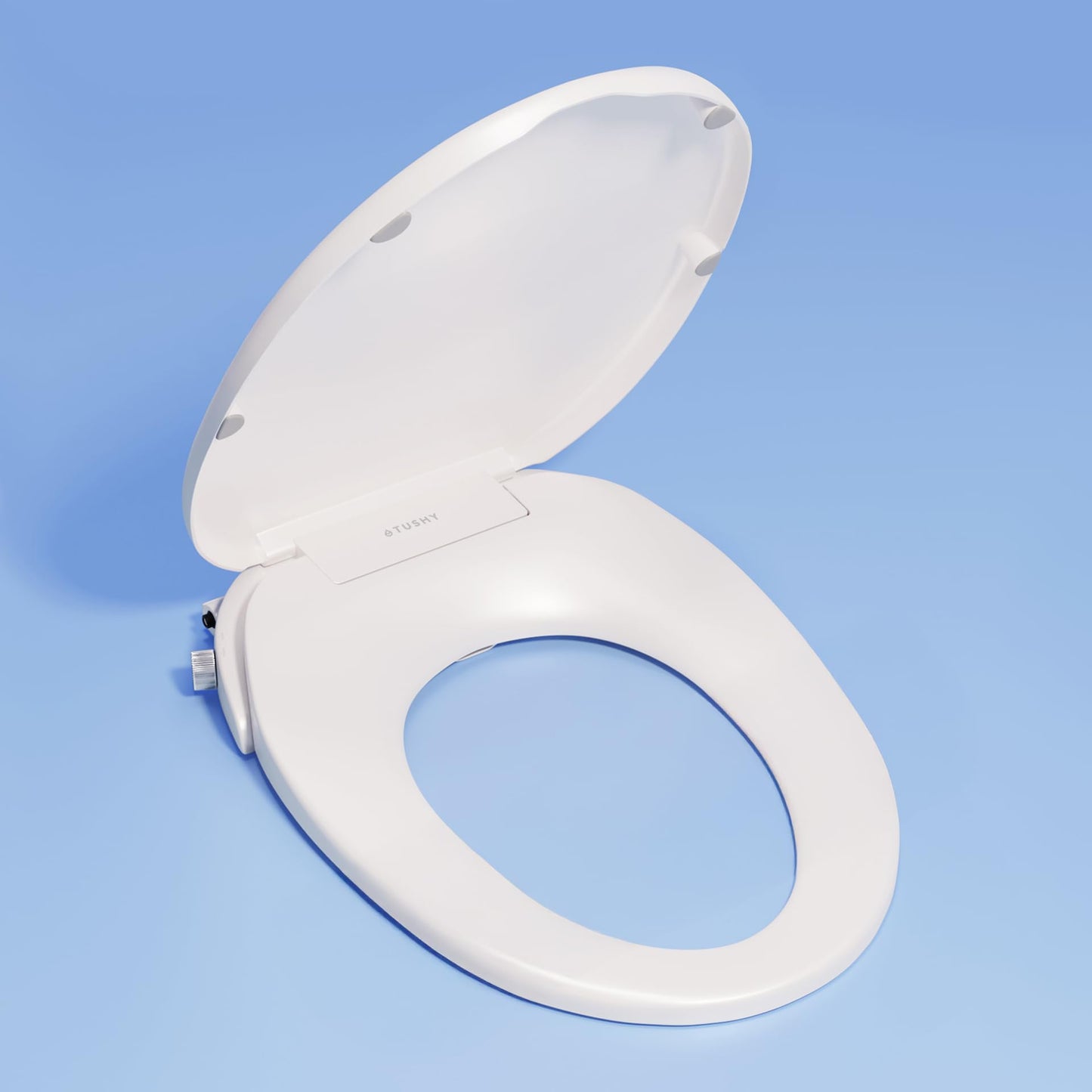 TUSHY Wave Non-Electric Bidet Toilet Seat | Sleek Elongated Design, Quick-Release for Easy Cleaning | DuoFlow Front & Rear Wash, Soft-Close Lid, Self-Cleaning Nozzle, 10-Min DIY Install, Platinum Knob