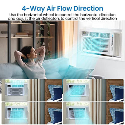8000 BTU Window Air Conditioner, Window AC Unit 115V Cools Up to 350 Sq.Ft, Energy Saving with Remote & App Control & Timer, Perfect for Small Bedroom or Living Room, Easy Install Kit