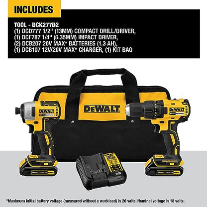 DEWALT 20V MAX Cordless Drill, Impact Driver, 2-Tool Power Tool Combo Kit, Brushless Power Tool Set with 2 Batteries and Charger Included (DCK277D2)