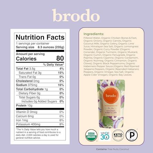 Brodo Broth Variety Pack | 1 Chicken, 1 Hearth, 1 Deeply Rooted, 1 Spicy Nonna, 1 Tom Yum, 1 Tuscan Sun Single Serving Pouches | Not Made From Concentrate, No Preservatives (6x 8.3 oz Pouches)