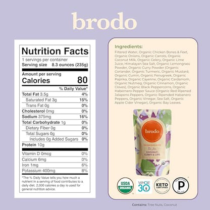 Brodo Broth Variety Pack | 1 Chicken, 1 Hearth, 1 Deeply Rooted, 1 Spicy Nonna, 1 Tom Yum, 1 Tuscan Sun Single Serving Pouches | Not Made From Concentrate, No Preservatives (6x 8.3 oz Pouches)