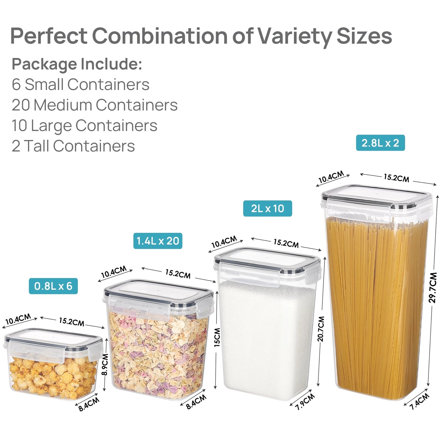 Airtight Food Storage Containers Set, Vtopmart 38pcs Plastic Kitchen and Pantry Organization Canisters, Black