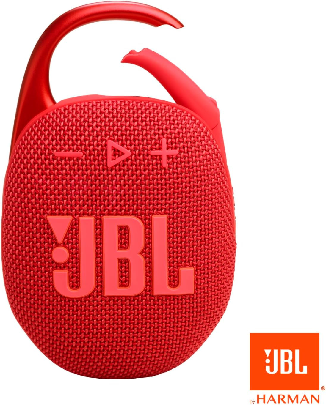 JBL Clip 5 - Ultra-Portable, Waterproof & Dustproof Bluetooth Speaker, Big Pro Sound with Punchy bass, Integrated Carabiner, Up to 12 Hours of Play, Made in Part with Recycled Materials (Red)