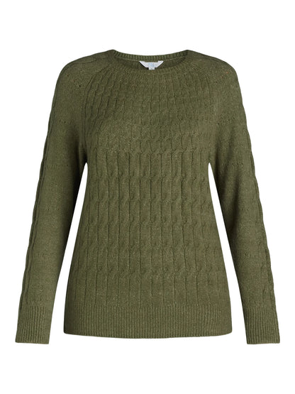 Time and Tru Women's Place Cable Pullover Sweater, Size XS-XXXL