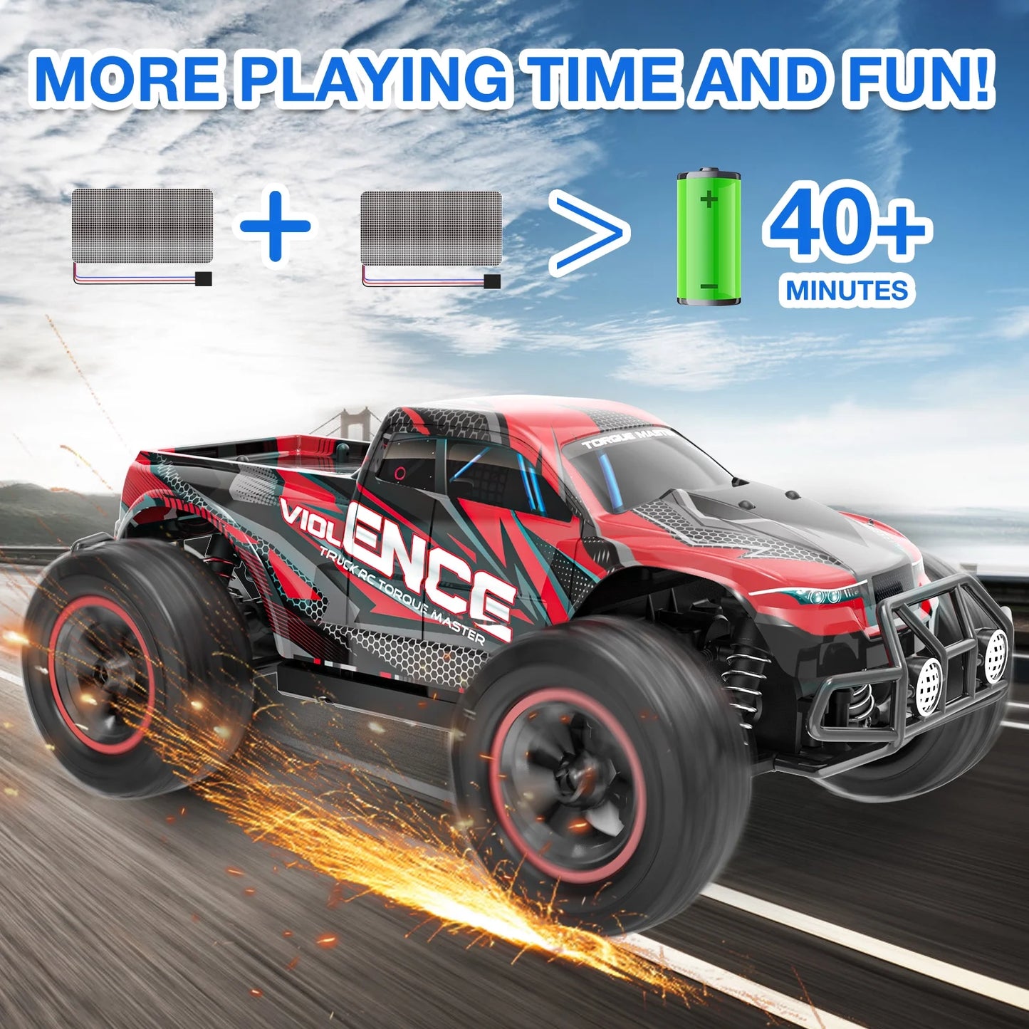 Remote Control Car 1:16 RC Cars , 4WD High Speed 30+ MPH off Road RC Vehicle Truck, All Terrains Electric Toy Trucks with Two Rechargeable Batteries for Boys Kids and Adults Red