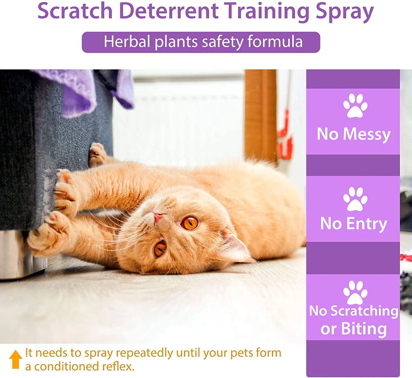 Cat Spray Deterrent, Anti-Scratch Cat Training Spray - Protects Furniture- Indoor & Outdoor Use, 120ml