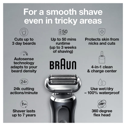 Braun Series 7 7091cc Flex Electric Razor for Men, Black