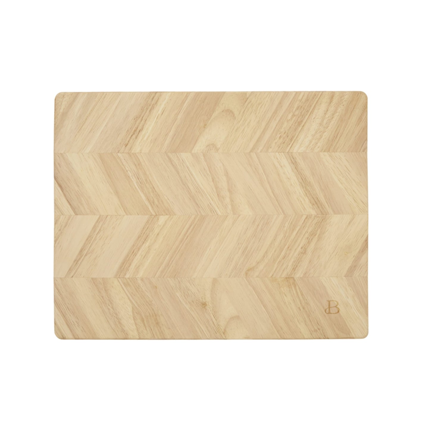 Beautiful 14-Piece White & Gold Knife Block Set with 11x14 Herringbone Wood Cutting Board by Drew Barrymore